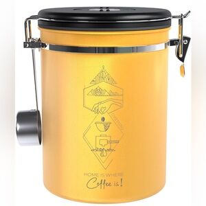 Premium Yellow Coffee Canister with Black Lid